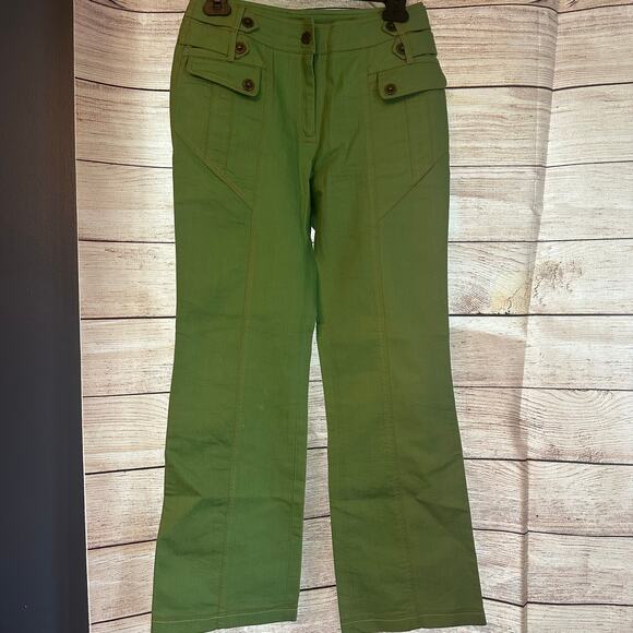 Ekuro She Say Jeans retro flare pants green hippie Size Medium - Picture 1 of 12